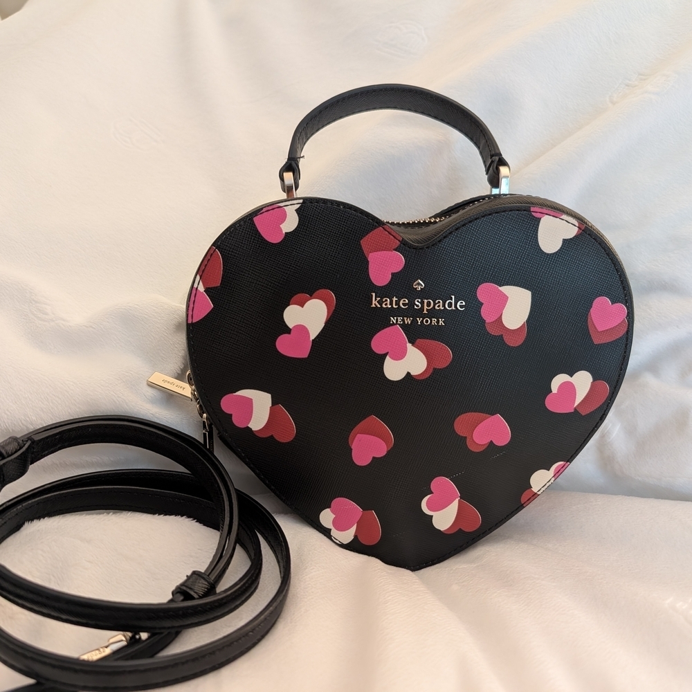 Kate Spade Love Shack Flutter Hearts Crossbody Top Handle Heart Shaped Bag EUC